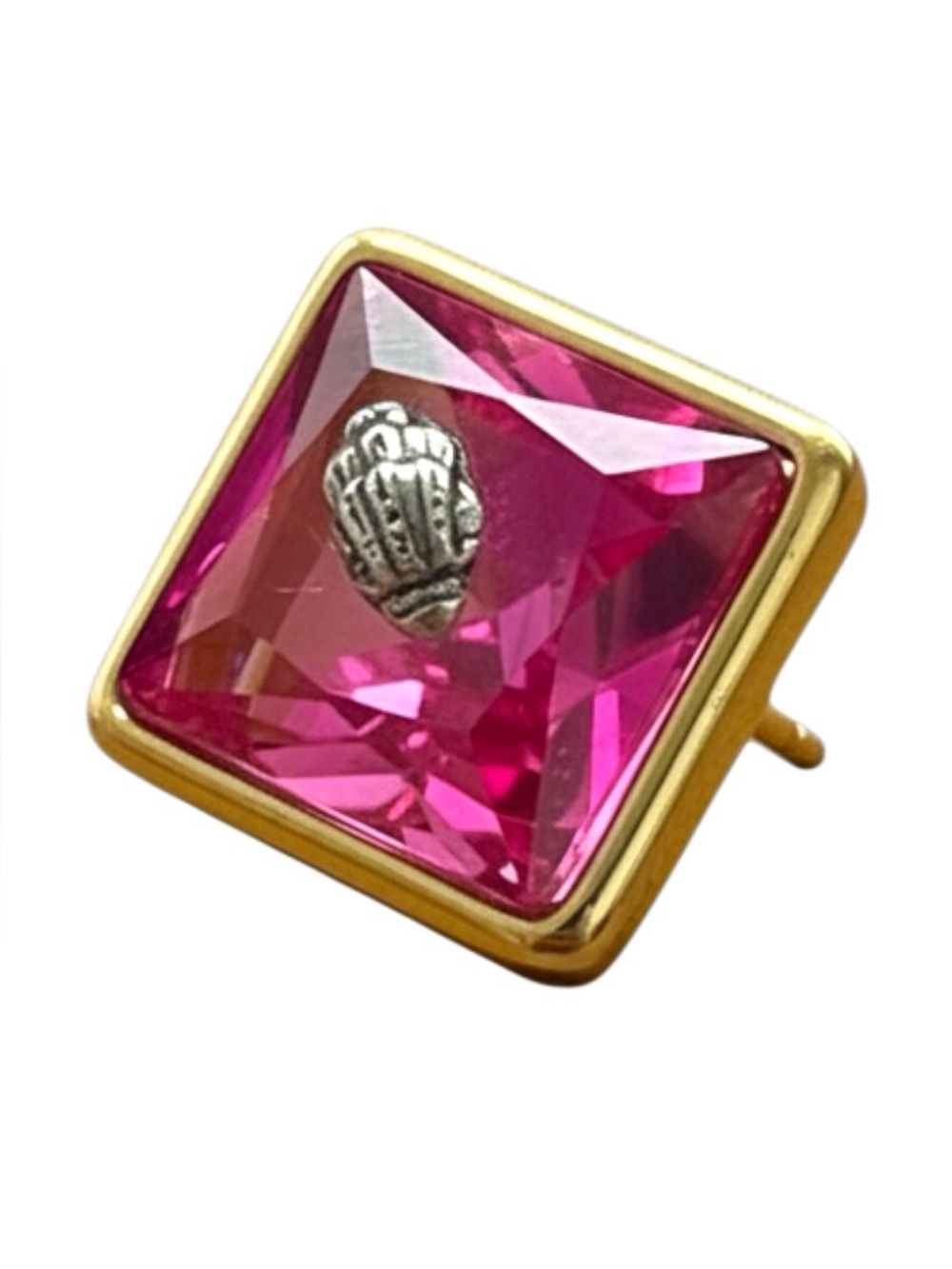 Kurt Geiger Gold-Trim Pink Square Crystal Stud Earring - Women Jewelry NWT